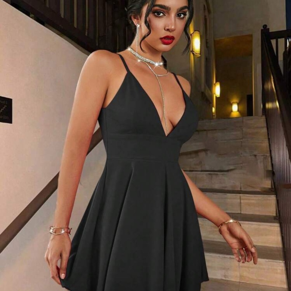Elegant Black Spaghetti Strap Dress